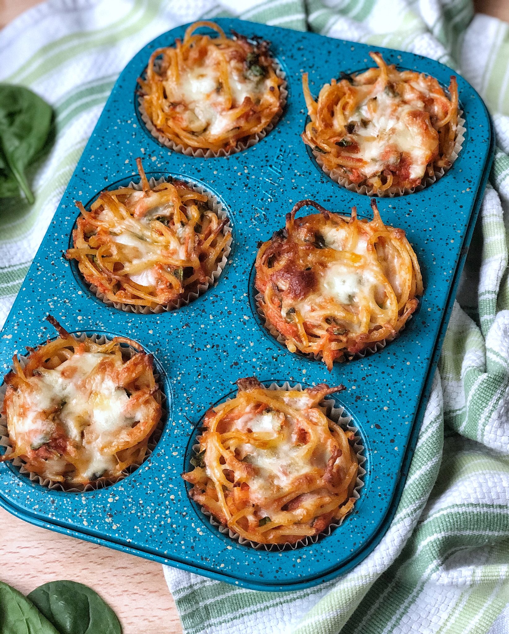 Baked Spaghetti Cups (with Veggies!) Happy Kids Kitchen by Heather