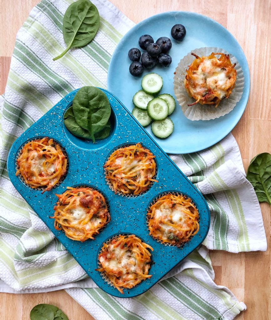 Baked Spaghetti Cups (with Veggies!) - Happy Kids Kitchen by Heather Wish  Staller