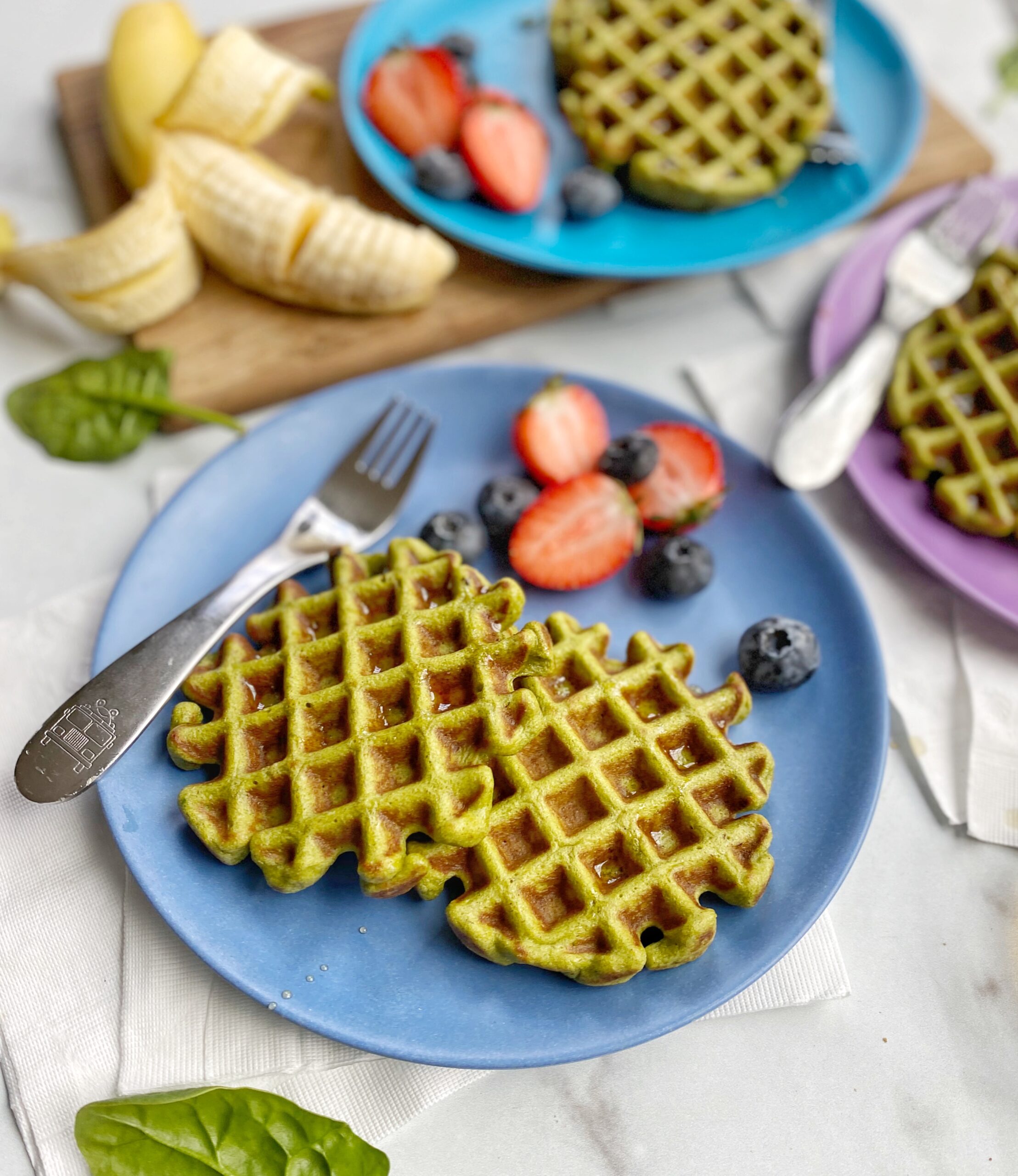 Spinach Banana Waffles - Happy Kids Kitchen by Heather Wish Staller