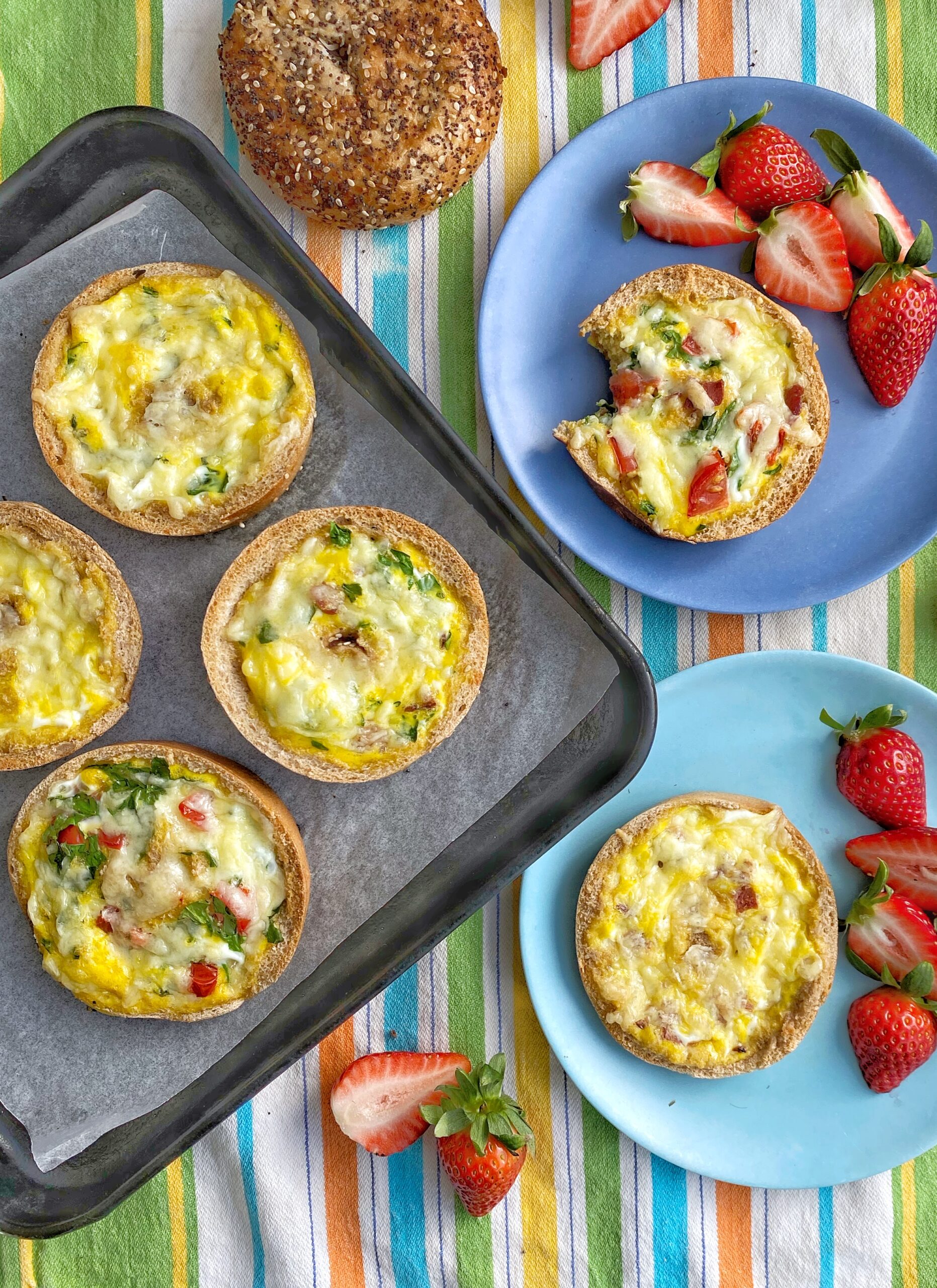 Breakfast Bagel Boats (Baked Omelette Bagels) - Happy Kids Kitchen by ...