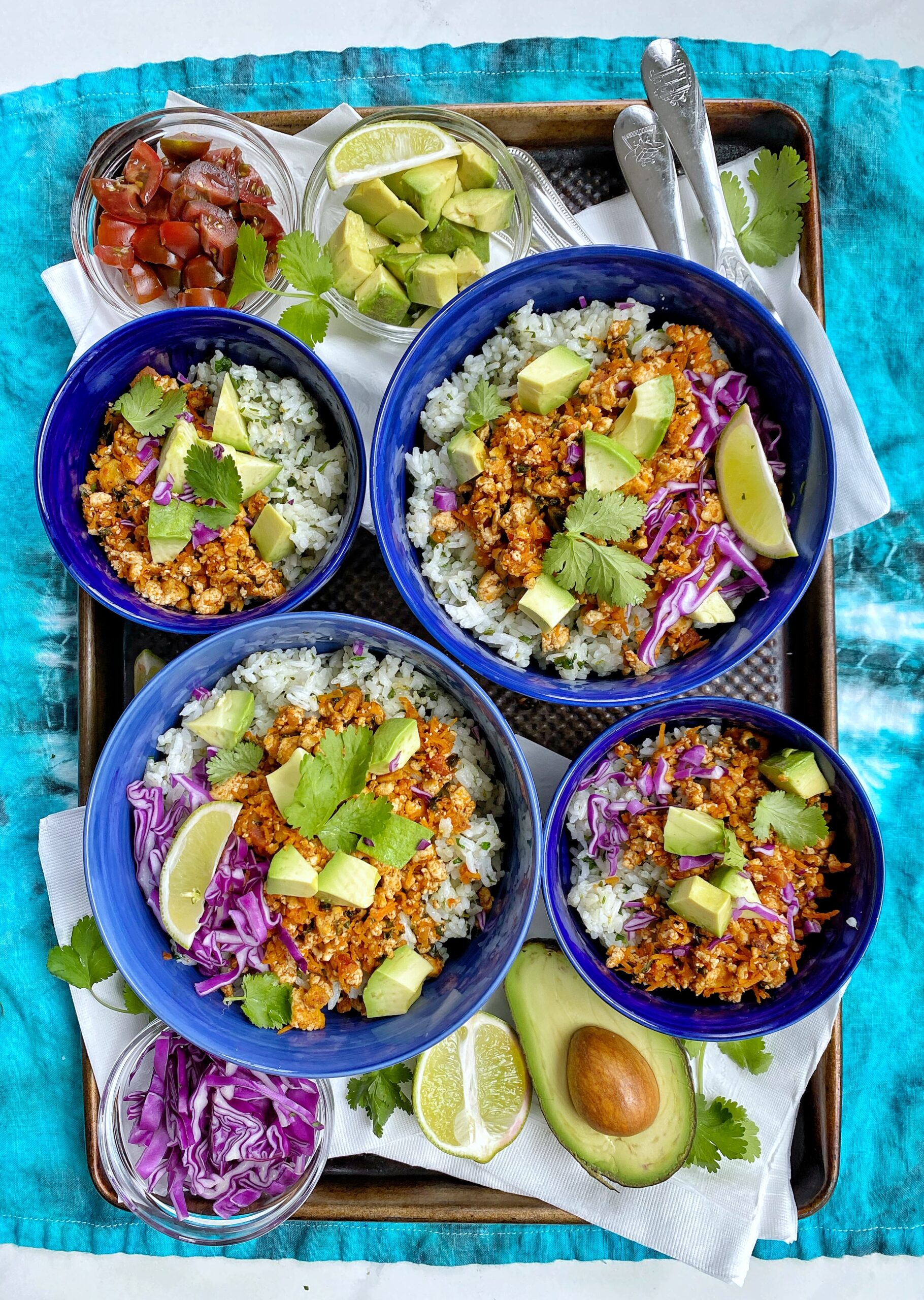 Vegan Burrito Bowls with Tofu Crumbles and Cilantro Lime Rice - Happy ...