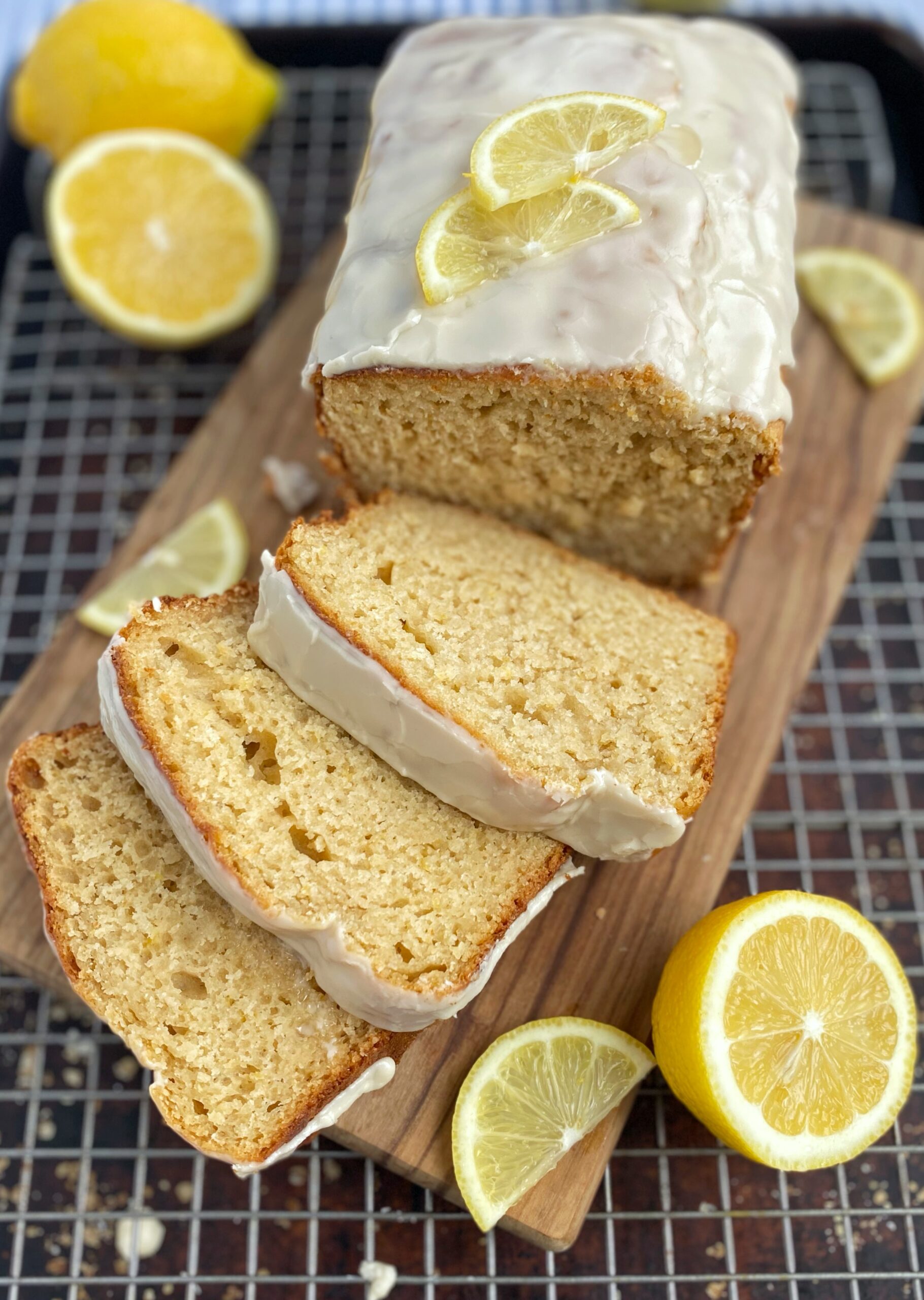 Top View of a Whole Wheat Lemon Cake with Sugar Icing on a White Plate  Stock Photo - Image of traditional, closeup: 210722982