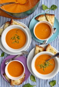 Healthy Creamy Tomato Soup with veggies and Greek yogurt